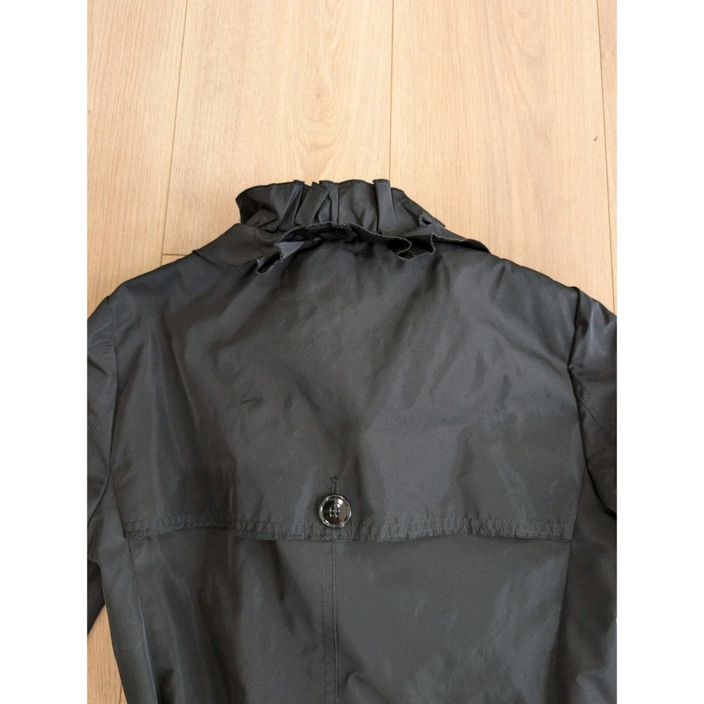 Dolce & Gabbana Ruffled Trench Coat Black Polyester Size 36 Belted Jacket - Picture 13 of 13